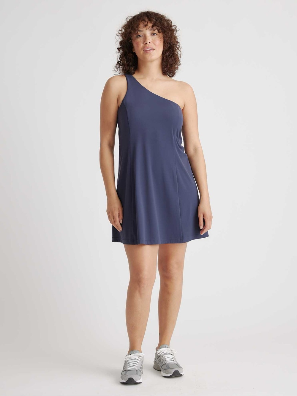 Quince Ultra-Form One-Shoulder Active Dress Navy M